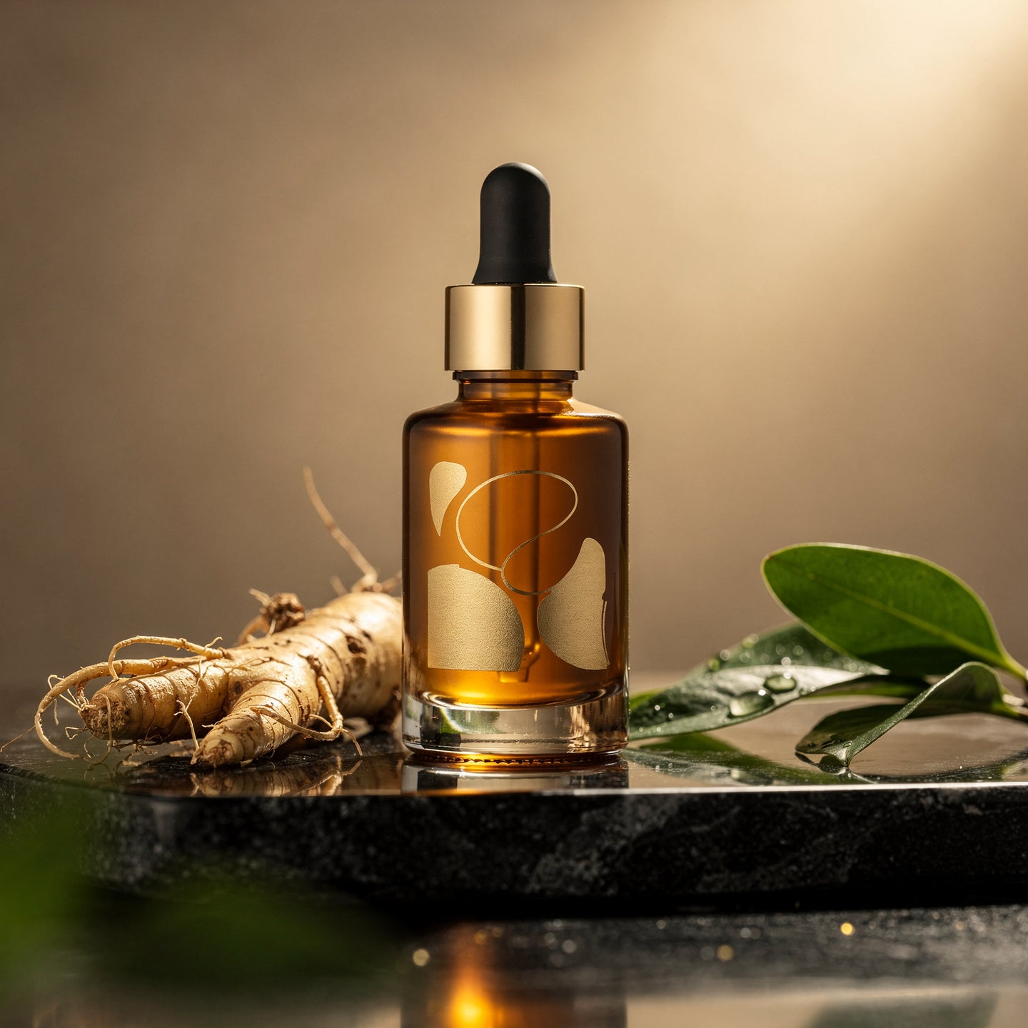 Frasco premium del sérum ÁUREA con ginseng