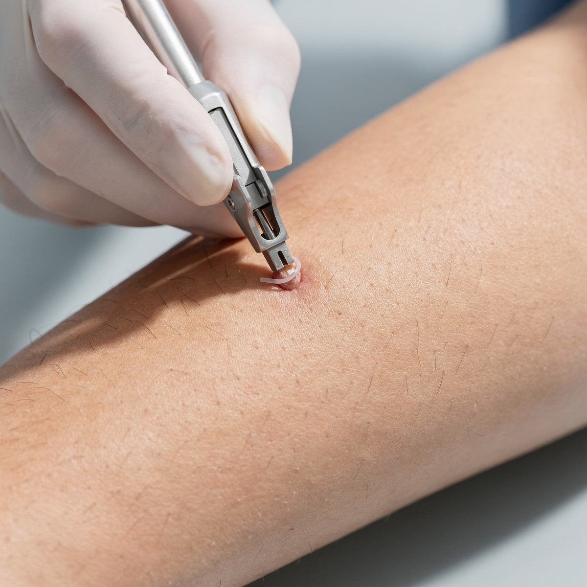 Aplicación del sistema de ligadura médica ÁUREA DermiFix