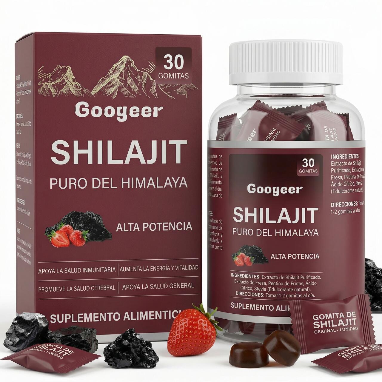 Gomitas de Shilajit del Himalaya — Energía, Vitalidad y Enfoque Mental | 30 Gominolas